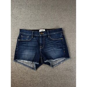 Frame Denim Shorts Womens 26 Le Cutoff Fulham Dark Wash Jean Raw Hem Festival